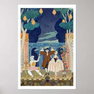 Póster Palco da pantomima, ilustração para 'Fetes
