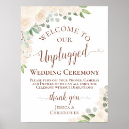 Poster Pale Peach Boho Floral Unplugged Ceremony