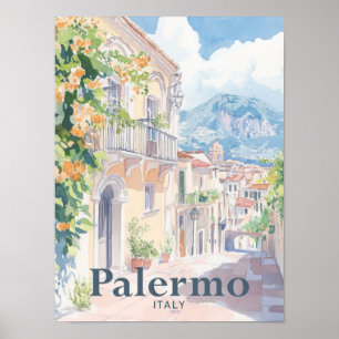 Poster Palermo Itália Watercolor Painting Viagem