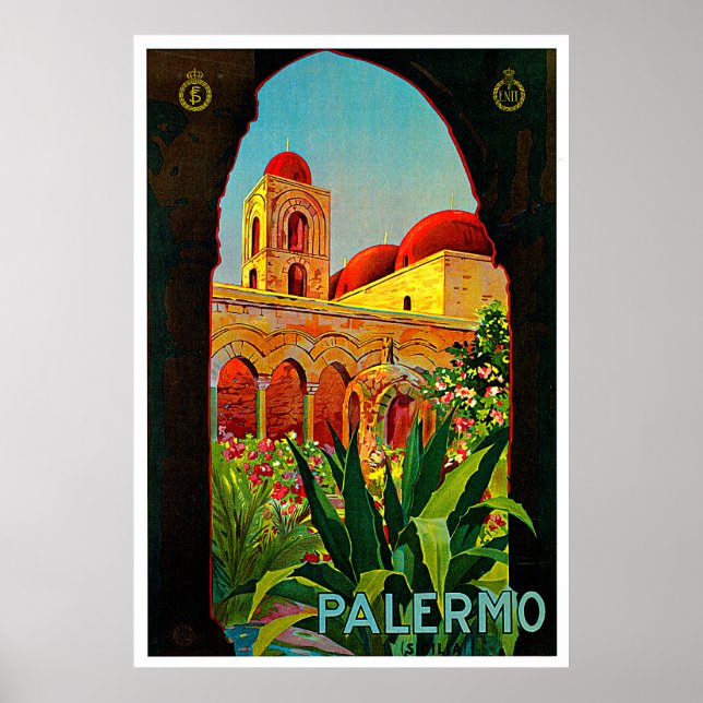 Póster Palermo Sicily Itália Viagem Art (Frente)