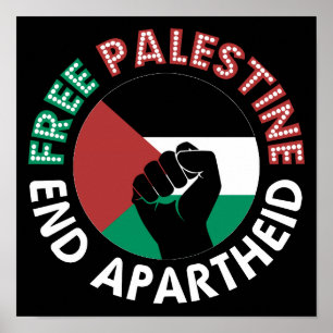 Poster Palestina Livre Termina Bandeira Apartheid Palesti