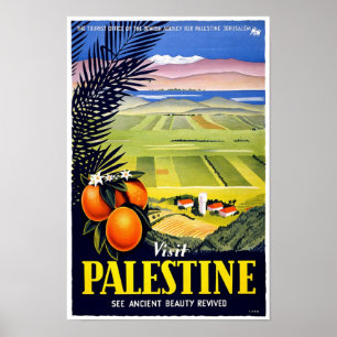 Póster Palestina Santa Viagens vintage