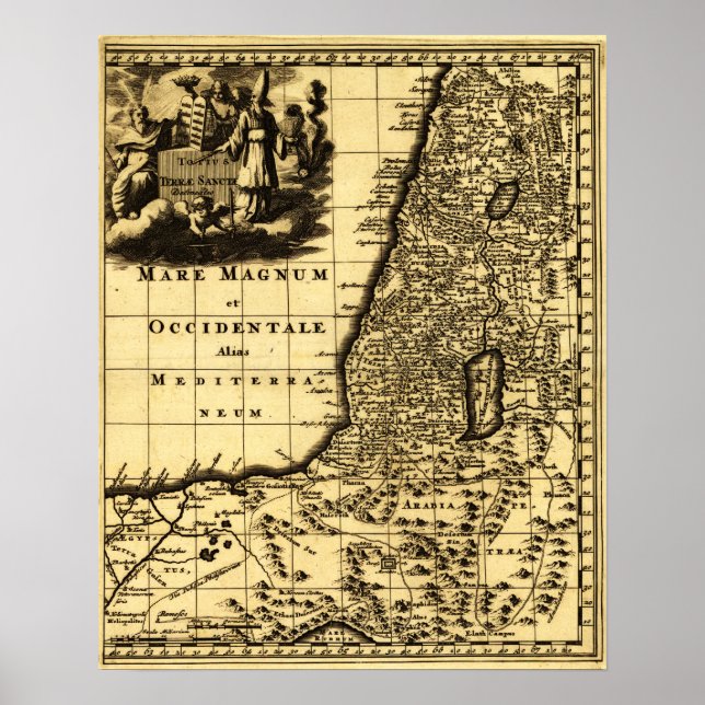 Póster PalestinaMapaPanorâmicoPalestina (Frente)