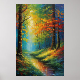 Poster Paleta de Autumn, Uma Floresta Escovada