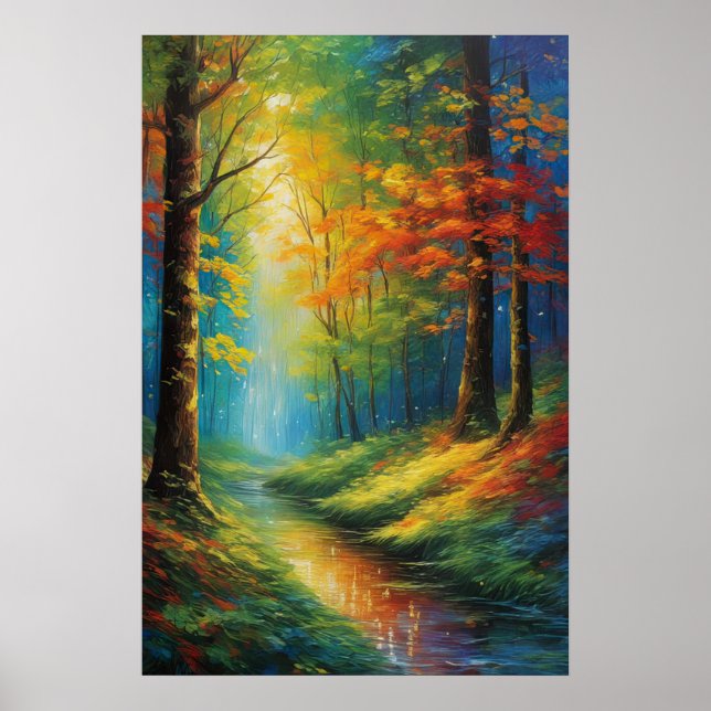 Poster Paleta de Autumn, Uma Floresta Escovada (Frente)