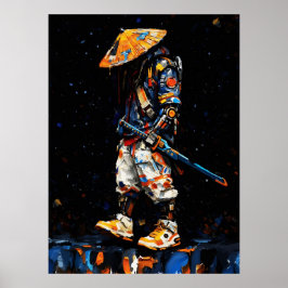 Poster Paleta de Ciber Ninja Faca Neon Laranja Impasto