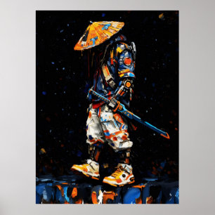 Poster Paleta de Ciber Ninja Faca Neon Laranja Impasto