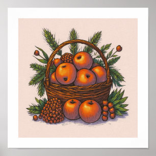 Poster Paleta de Cores Distintas: Maçãs Laranja Seamless