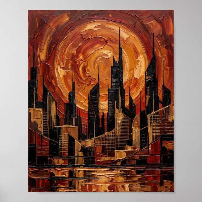 Poster Paleta de Faca de Cidade em Redemoinho de Sol Lara (Frente)