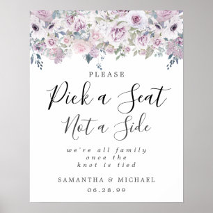 Poster Paleta Floral Púrpura Escolhe Um Assento Não Um Si