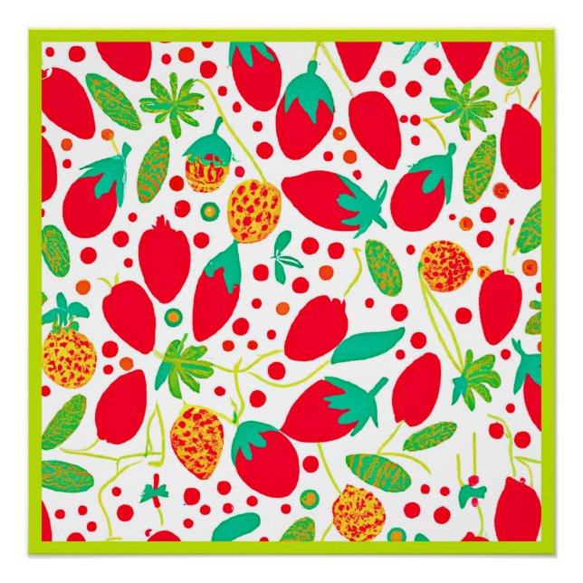 Póster Paleta Frutífera Padrão Vibrante (Frente)