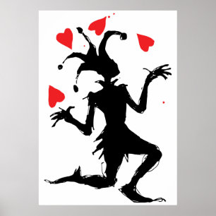 Poster Palhaço Assustador Brincando com Corações