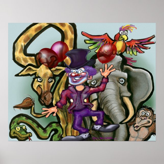 Poster Palhaço de Circo e Animais  (Frente)