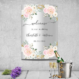 Poster Palhaço de flores cor-de-rosa-prata de casamento b