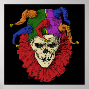Póster Palhaço do Gótico de Jester Skull, Mardi Gras