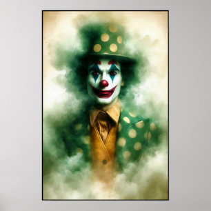 Poster Palhaço Feliz Aquarela Vintage Com um Sorriso Aleg