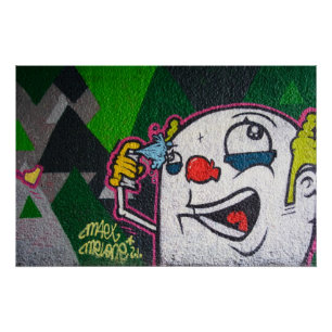 Póster Palhaço Louco Com Grafite De Pulverização