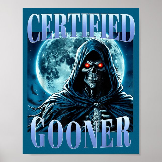Poster Palhaço Meme Engraçado de Esqueleto Gooning Certif (Frente)