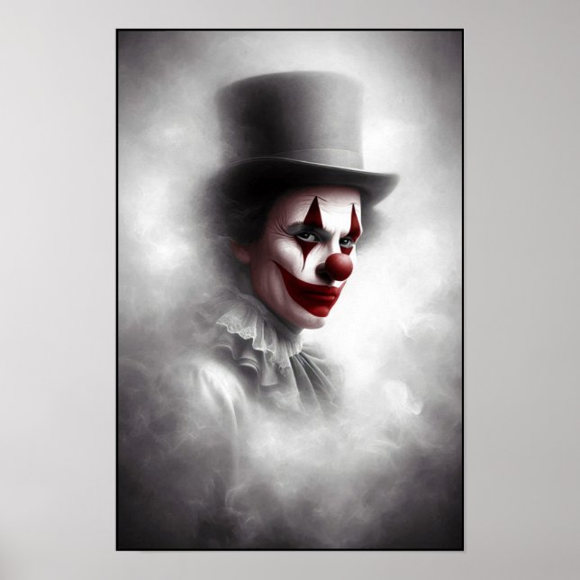 Poster Palhaço Vintage Perturbado Com um Sorriso Siniestr (Frente)