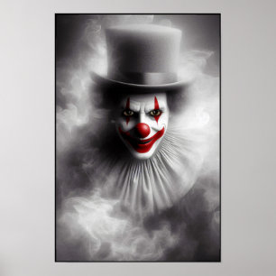 Poster Palhaço Vintage Perturbado Com um Sorriso Siniestr