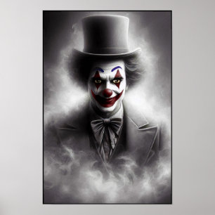 Poster Palhaço Vintage Perturbado Com um Sorriso Sinistro