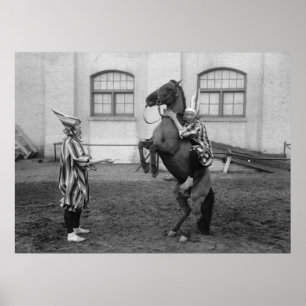 Poster Palhaços e Cavalos Vintage
