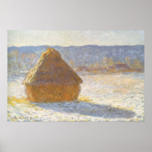 Póster Palheiro de Manhã, Efeito de Neve por Claude Monet