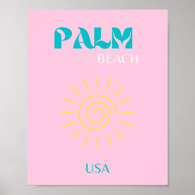 Poster Palm Beach, Preppy, Preppy Art, Pink (Frente)