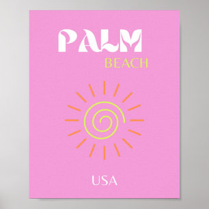 Poster Palm Beach, Retro Art, Preppy, Pink Art, Rosa