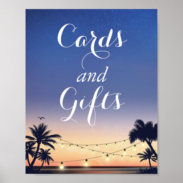 Poster Palm Beach String Lights Card and Gift Sign (Placa (Frente)