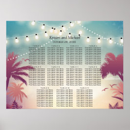 Poster Palm Beach String Lights Wedating Seating Chart