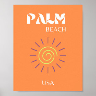 Poster Palm Beach, Viagem Art, Preppy, Orange