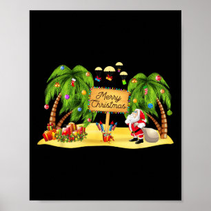 Poster Palm de Natal Árvore Tropical Xmas Coconut Luzes P