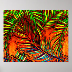 Poster Palm Leaf Art Jungle Fire Edit