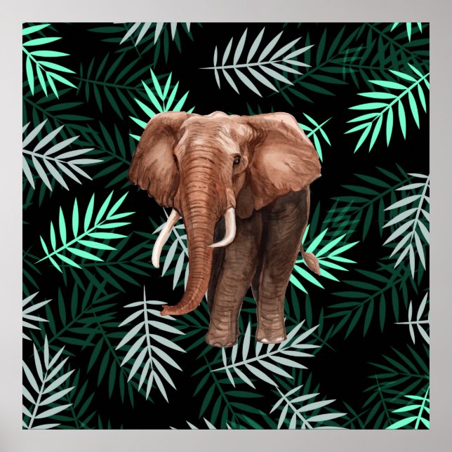 Poster Palm Pattern, Elefante (Frente)