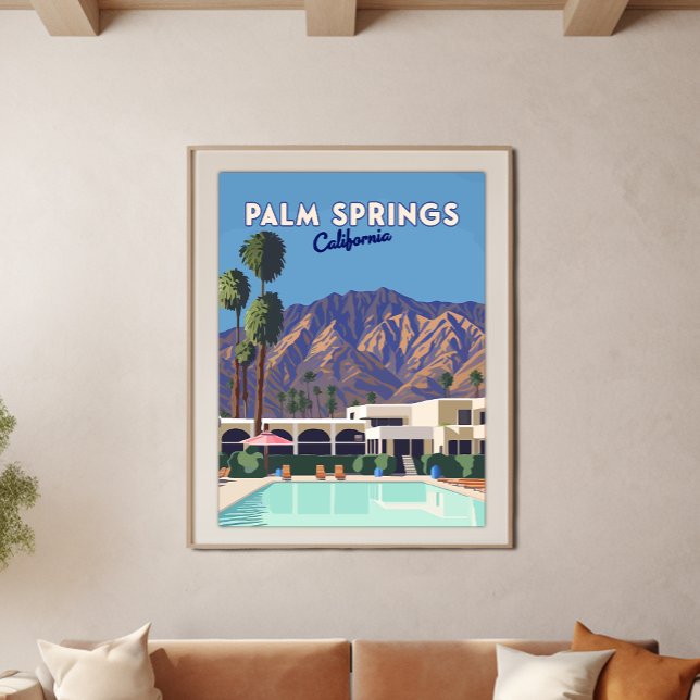 Poster Palm Primaveras California Piscina Hotel Trees Ret (Criador carregado)