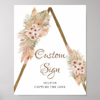 Palm Seco Boho Deixa Pampas Sinal Personalizado