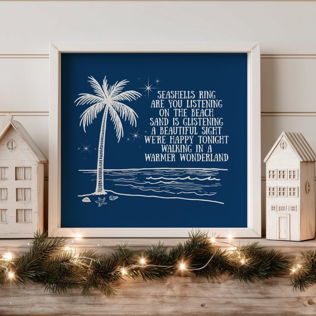 Poster Palm Tree Beach Christmas Wonderland Mais Quente (Criador carregado)