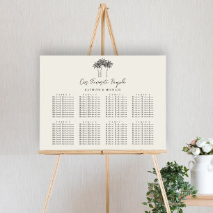 Poster Palm Tree Destino Casamento 8 Mesa Seating