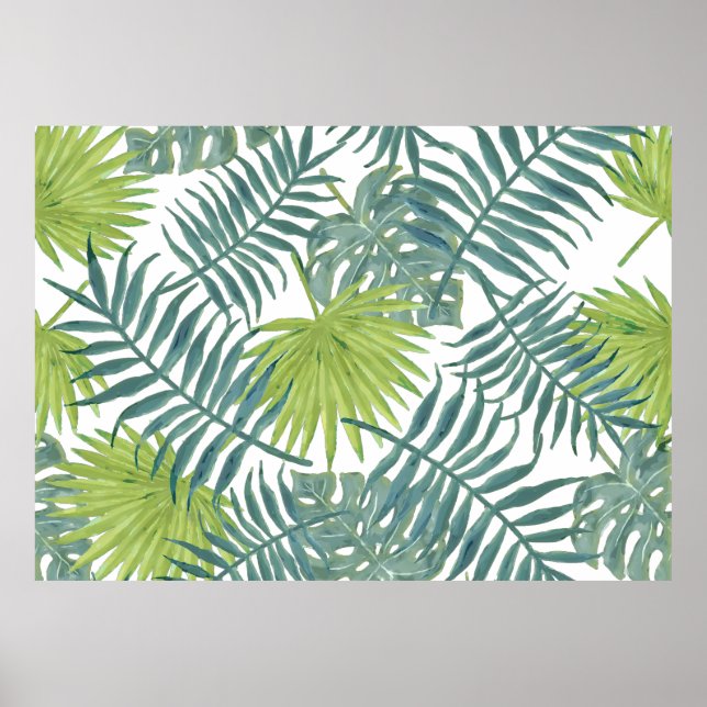 Poster Palm Tree Fronds Pintando Havaiano (Frente)