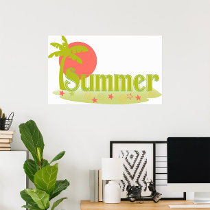 Poster Palm Tree Summer com Sun e Beach