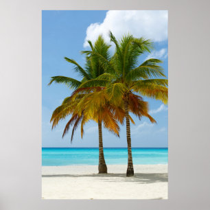 Poster Palm Trees Beach Blue Sea Sky Dia ensolarado