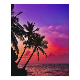 Póster Palm Tropical Sunset Paradise