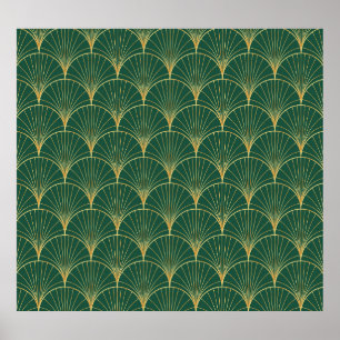 Poster Palm verde Folha Art Deco
