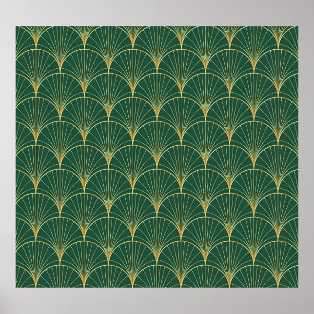 Poster Palm verde Folha Art Deco (Frente)
