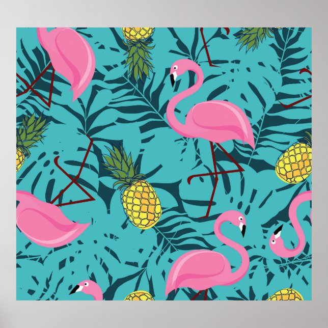 Poster Palma de Flamingos Rosa: Havaí exótico (Frente)