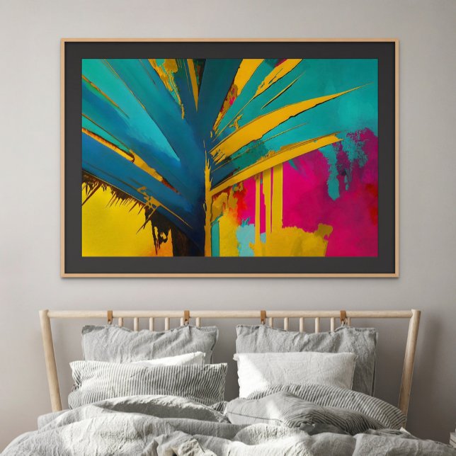 Poster Palma de Ouro – Energia Tropical Abstrata (Golden Palm – Abstract Tropical Energy)