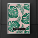 Poster Palma rosa tropical e verde deixa padrão e nome<br><div class="desc">O padrão Tropical Pink & Green Palm Leaves é um design vibrante e vivo que incorpora elementos da natureza e uma estética tropical. O padrão apresenta folhas de palma exuberantes em tons cor-de-rosa e verde, criando um contraste impressionante e uma aparência geral atraente.No geral, o padrão Tropical Pink & Green...</div>