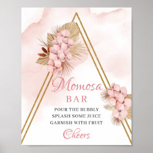 Poster Palma Seca Deixa Flores Esmagadas Sinal de Bar Mom