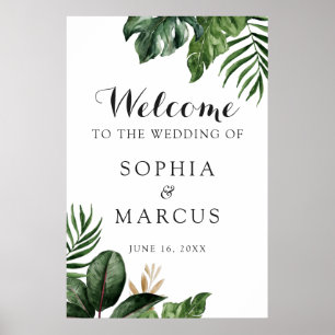 Poster Palma Tropical Banana Leaf Greenery Modern Welcome